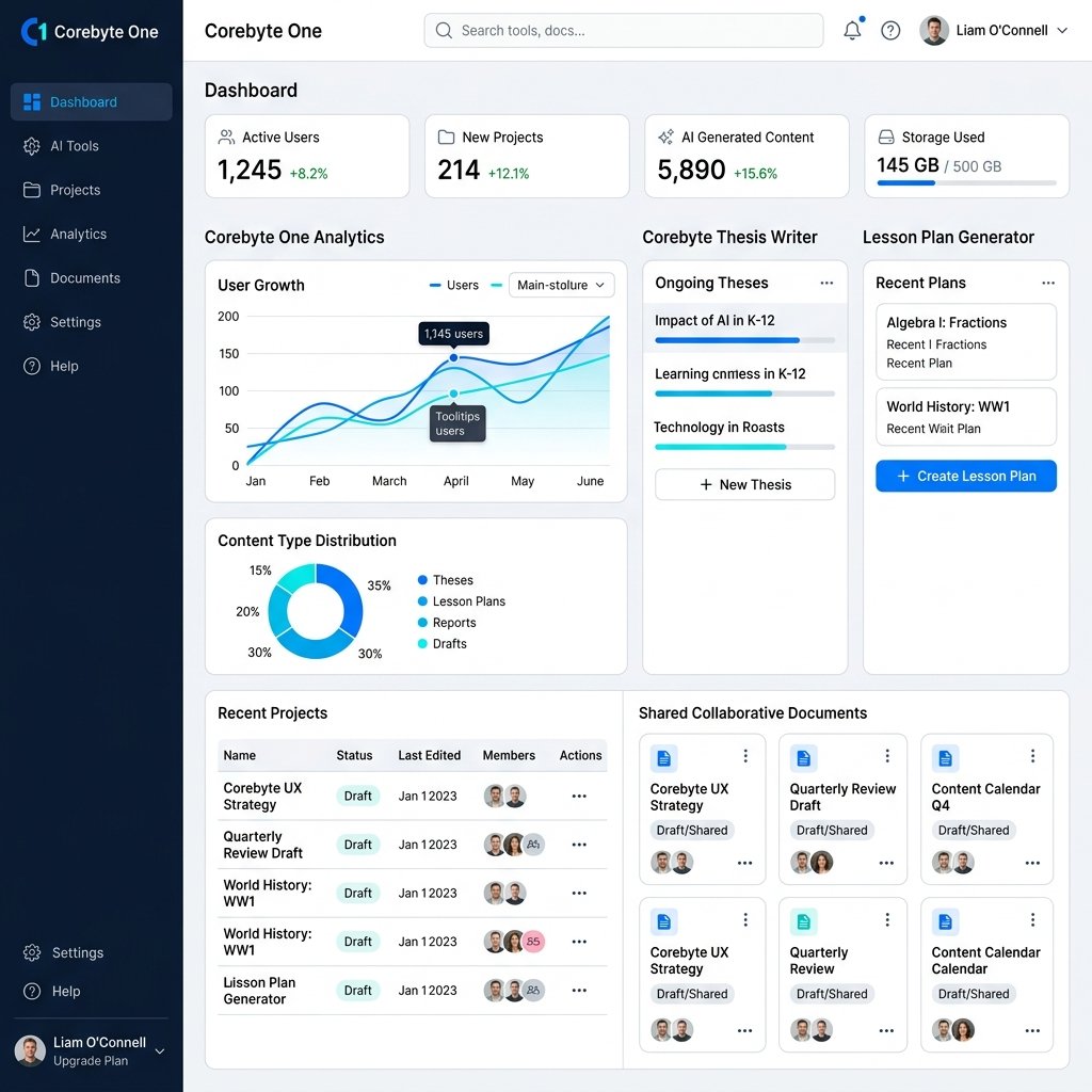 Corebyte One Platform Dashboard UI