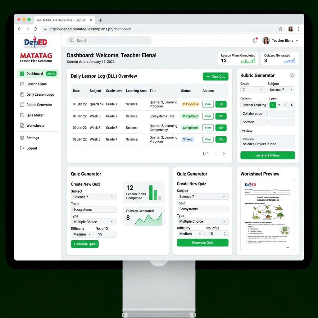 Lesson Plan Generator Dashboard UI