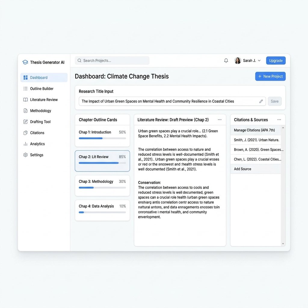 Thesis Generator Dashboard UI
